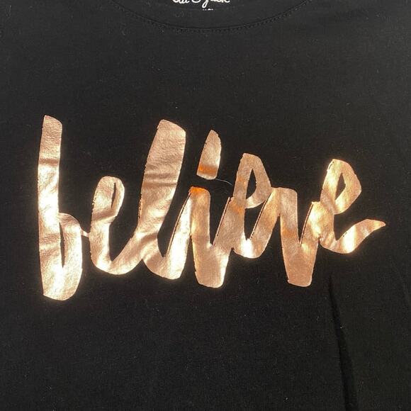 Cat & Jack Girls Believe Long Sleeve Black T-Shirt Size Large - Picture 11 of 11
